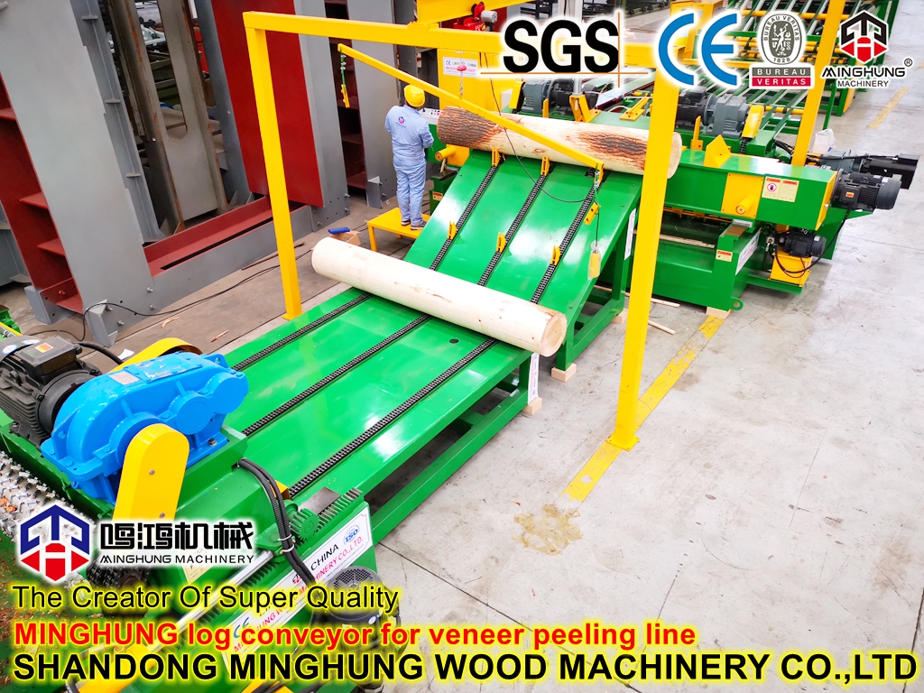 log conveyor for veneer peeling machine