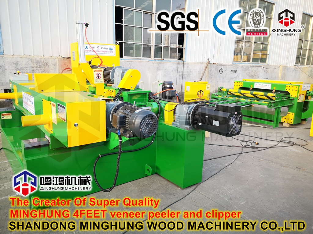 The spindleless veneer peeling machine uses a servo motor for feeding, and the servo motor is controlled by a servo inverter to control the operation of the machine with high precision, and the thickness of the veneer