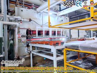 MDF Chipboard Making Line Supplier: Melamine Short Cycle Hot Press with Automatic Infeeder and Unfeeder