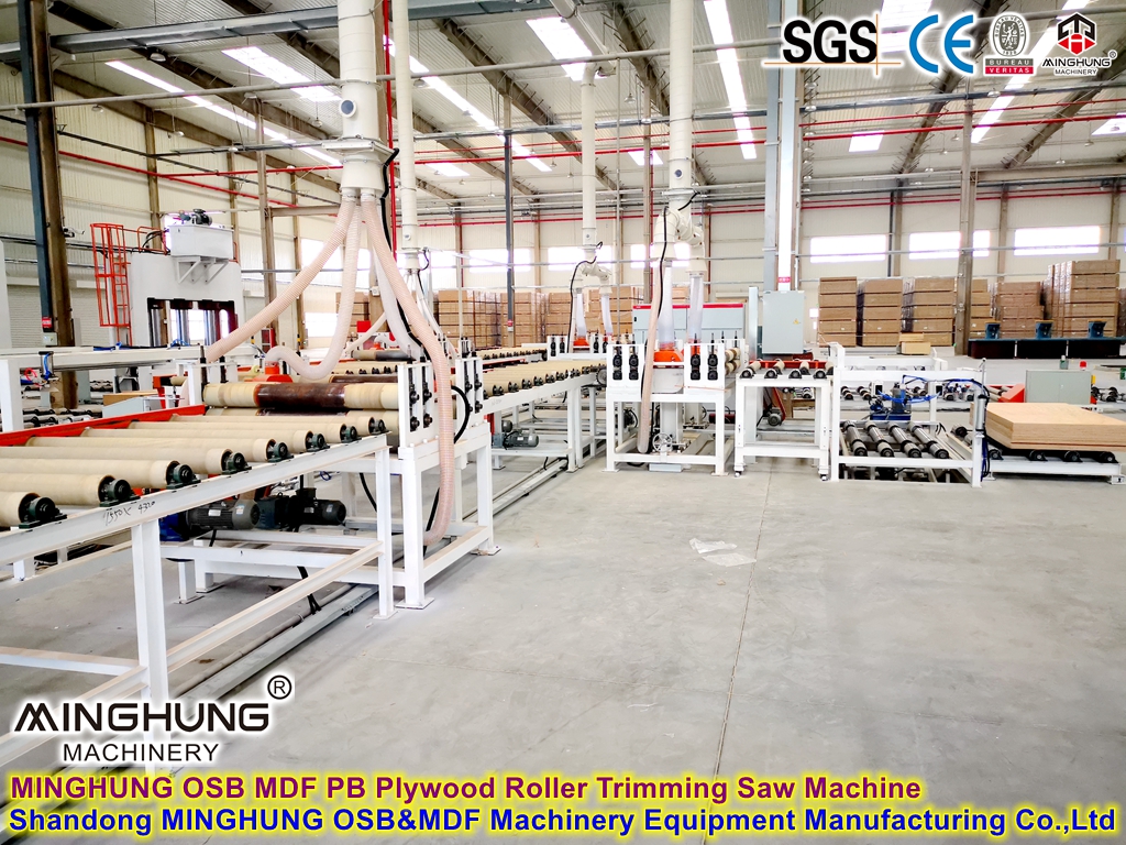 MINGHUNG OSB MDF Plywood Roller Trimming Saw Machine