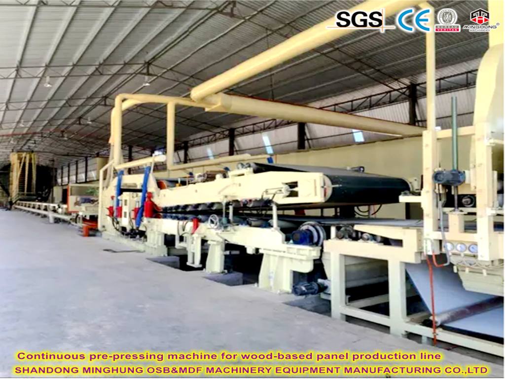 Continuous pre-pressing machine for wood-based panel production line