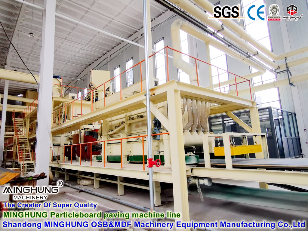 Particleboard paving machine line