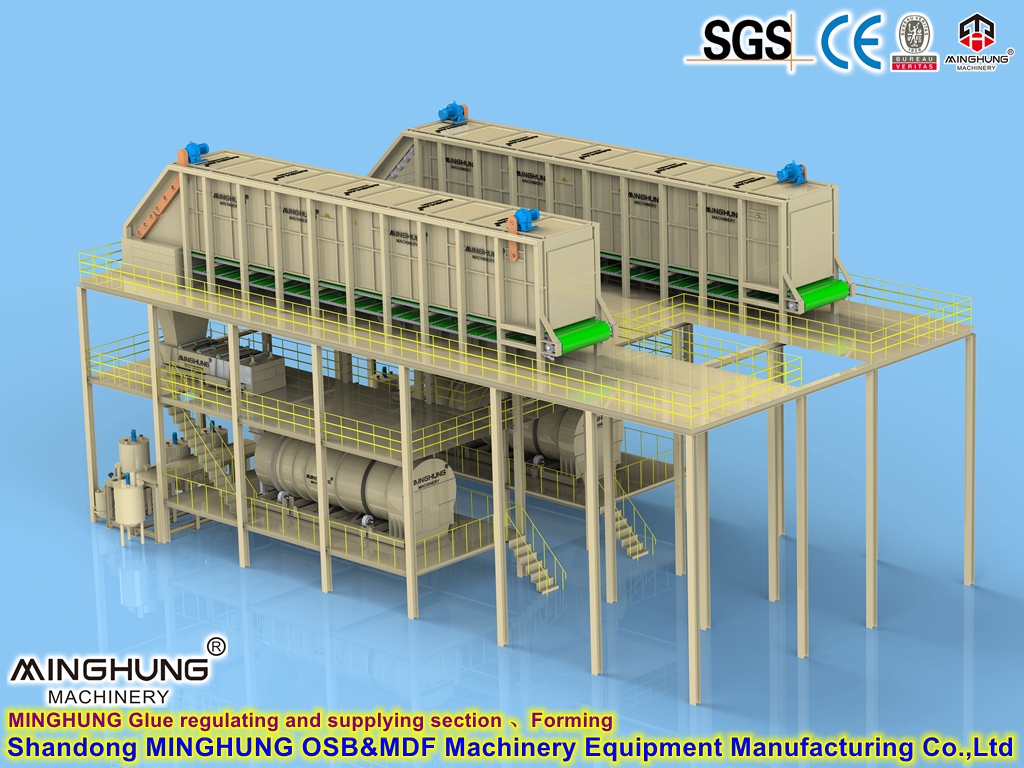 OSB glue regulating and supplying section