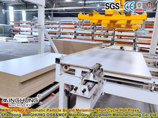 Laminated Particleboard MDF Board Machinery Line: Chipboard MDF HDF Short Cycle Hot Press Machine for Laminating Melamine Faced MDF