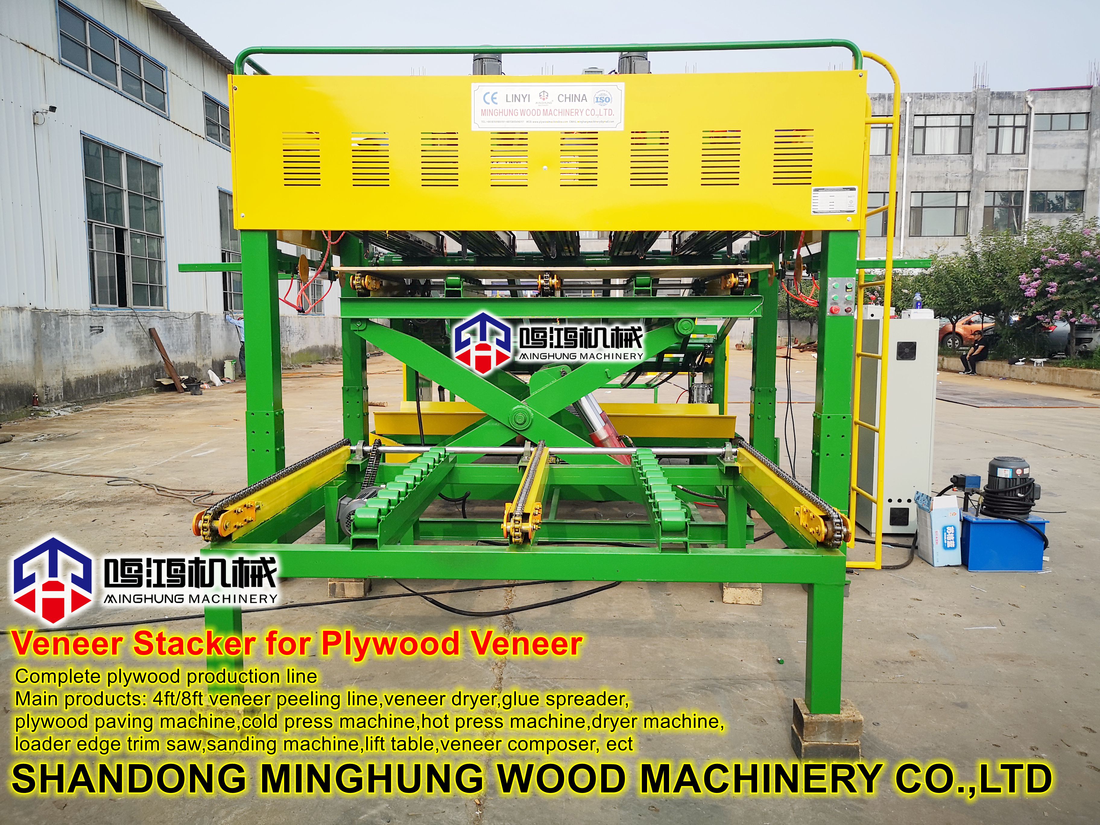 Veneer stacker for plywood