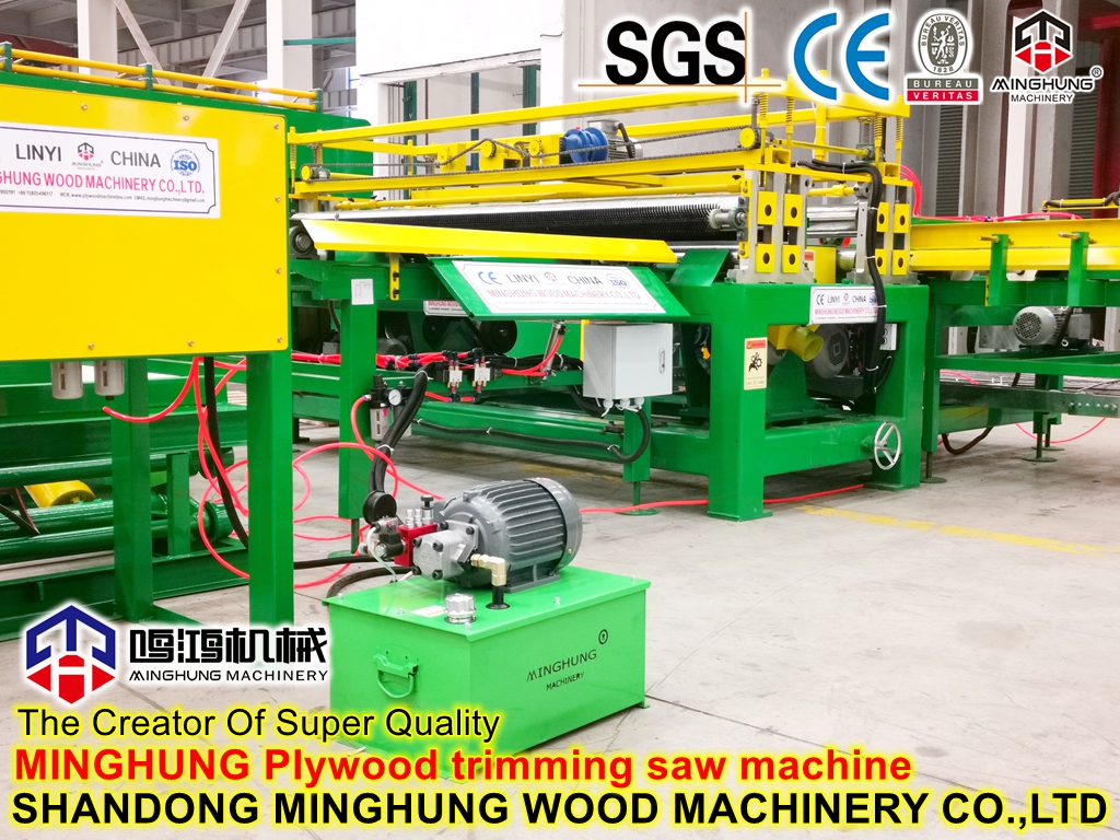 Plywood edge sawing line