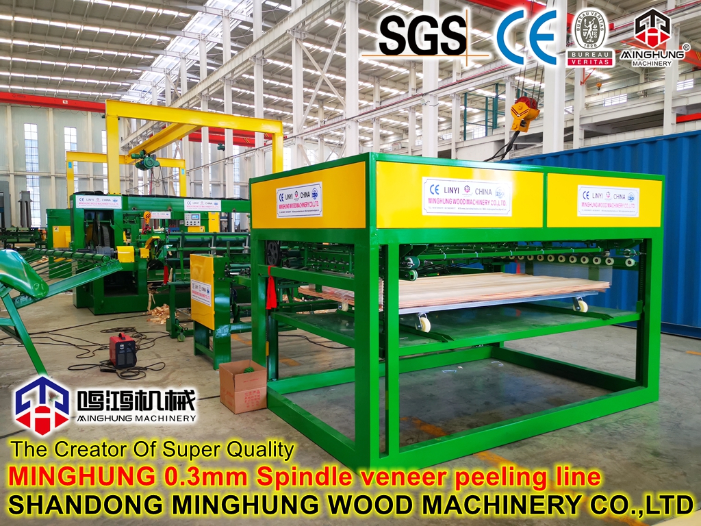 veneer stacking for spindle veneer lathe