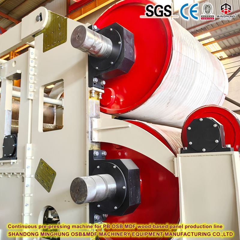 Continuous pre-pressing machine for PB OSB MDF wood-based panel production line