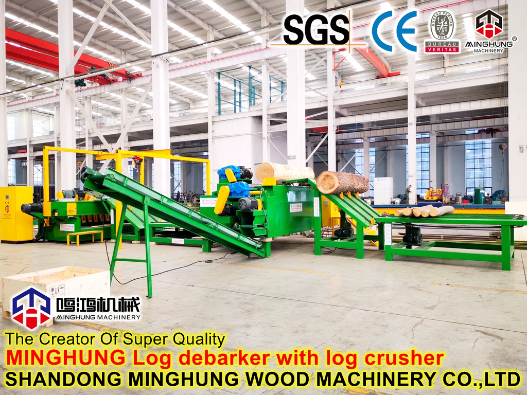 log debarker with log crusher