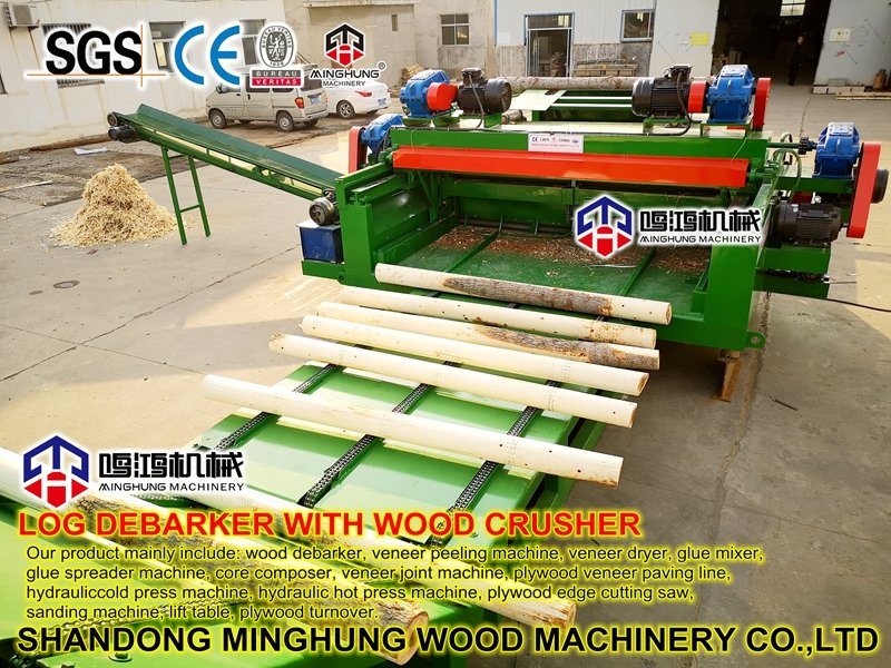 Wood Log Rounding Debarking Machine with Crusher Shredder for Veneer Papel