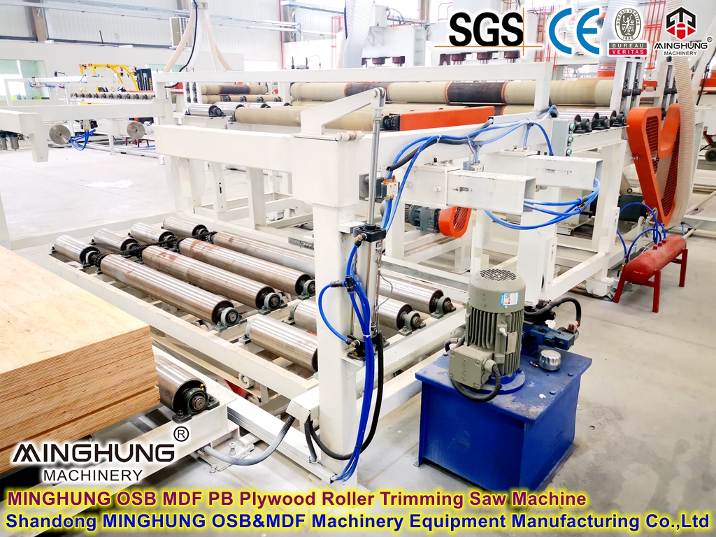 MINGHUNG PB OSB MDF Roller Trimming Saw Machine