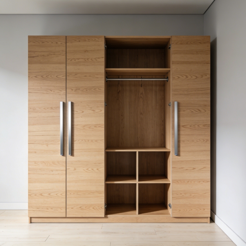 A wardrobe made of plywood